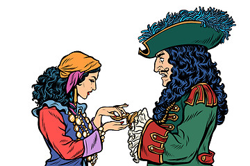 Image showing fortune teller and pirate with a hook. isolate on white background