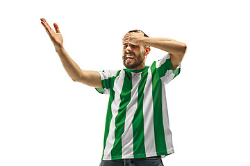Image showing The unhappy and sad Irish fan on white background