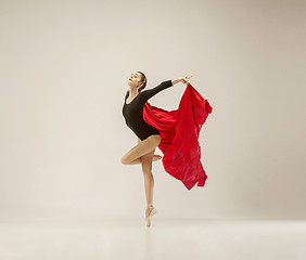 Image showing Modern ballet dancer dancing in full body on white studio background.