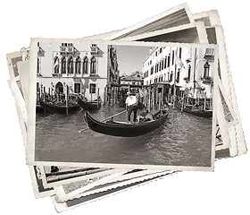 Image showing Stack of old vintage photos in Venice Italy