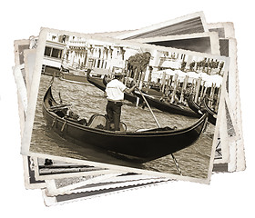 Image showing Stack of old vintage photos in Venice Italy