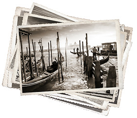 Image showing Stack of old vintage photos in Venice Italy