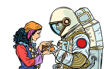 Image showing The fortune teller, and an astronaut. Isolate on white background