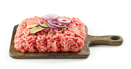 Image showing raw minced meat and spices