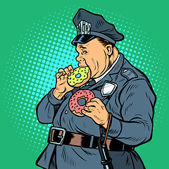 Image showing cop eats donut