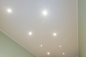 Image showing Ceiling in the room with spotlights installed and turned on