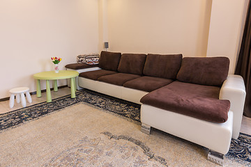 Image showing Interior living room, large sofa table and stool