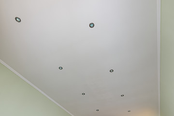 Image showing Plastered and painted ceiling in the room, with spotlights installed