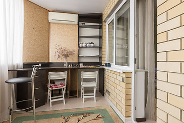 Image showing Equipped working area on the spacious balcony of the apartment