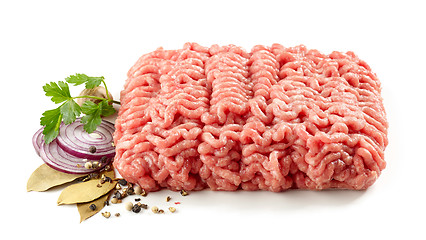 Image showing raw minced meat and spices