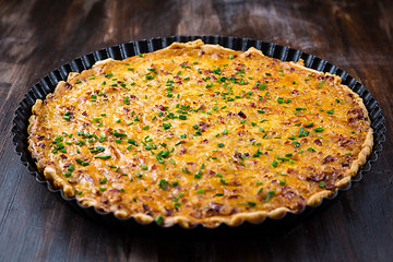 Image showing German onion pie - Zwiebelkuchen