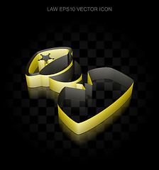 Image showing Law icon: Yellow 3d Police made of paper, transparent shadow, EPS 10 vector.