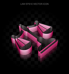 Image showing Law icon: Crimson 3d Scales made of paper, transparent shadow, EPS 10 vector.