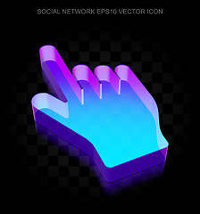 Image showing Social network icon: 3d neon glowing Mouse Cursor made of glass, EPS 10 vector.