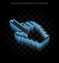 Image showing Social media icon: Blue 3d Mouse Cursor made of paper, transparent shadow, EPS 10 vector.