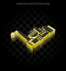 Image showing Manufacuring icon: Yellow 3d Oil And Gas Indusry made of paper, transparent shadow, EPS 10 vector.