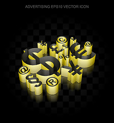 Image showing Marketing icon: Yellow 3d Finance Symbol made of paper, transparent shadow, EPS 10 vector.