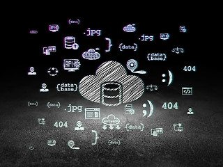 Image showing Database concept: Database With Cloud in grunge dark room