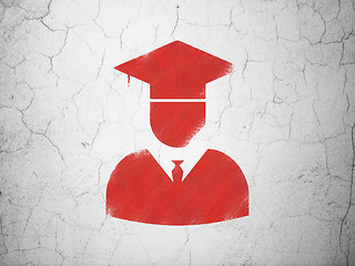 Image showing Learning concept: Student on wall background