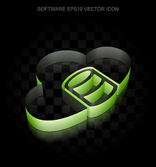 Image showing Database icon: Green 3d Database With Cloud made of paper, transparent shadow, EPS 10 vector.