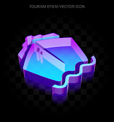 Image showing Vacation icon: 3d neon glowing Ship made of glass, EPS 10 vector.