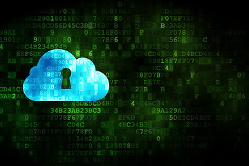 Image showing Cloud networking concept: Cloud With Keyhole on digital background