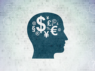 Image showing Education concept: Head With Finance Symbol on Digital Data Paper background
