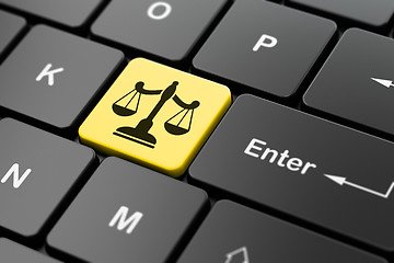 Image showing Law concept: Scales on computer keyboard background