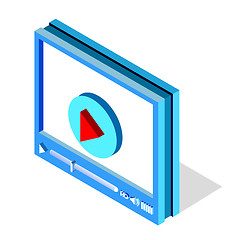 Image showing Isometric video player interface for web site design or mobile application. Vector illustration on white