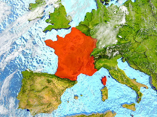 Image showing France on map with clouds