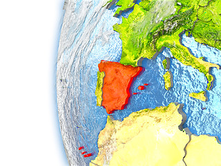 Image showing Spain on model of Earth