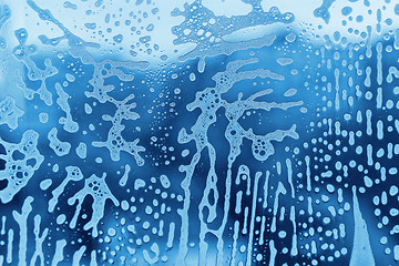 Image showing Soap foam pattern on glass