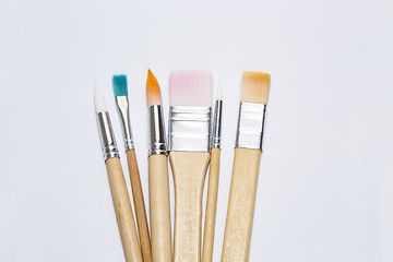 Image showing Set of various colorful brushes for drawing