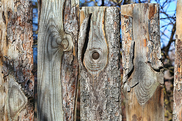 Image showing Old wooden weathered fence 