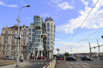 Image showing View on the Dancing House (Ginger and Fred) in Prague