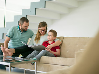 Image showing family with little boy enjoys in the modern living room