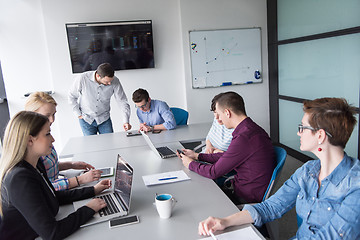 Image showing Group of young people meeting in startup office