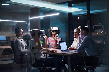 Image showing Multiethnic Business team using virtual reality headset