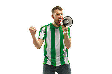 Image showing Irish fan celebrating on white background