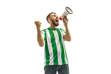 Image showing Irish fan celebrating on white background