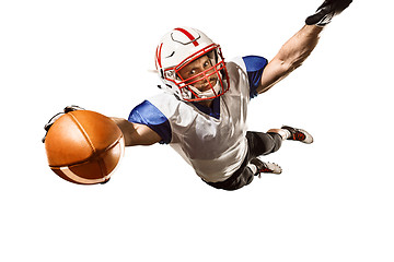 Image showing one american football player man studio isolated on white background