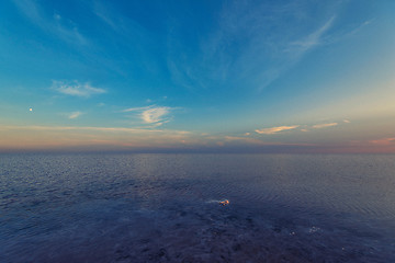 Image showing Beauty sunset on salty lake