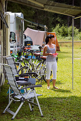 Image showing Family vacation travel, holiday trip in motorhome