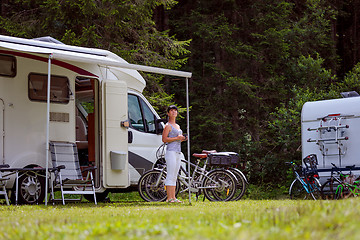 Image showing Family vacation travel, holiday trip in motorhome