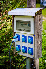 Image showing Power sockets at a camping site