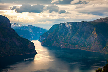 Image showing Beautiful Nature Norway Stegastein Lookout.