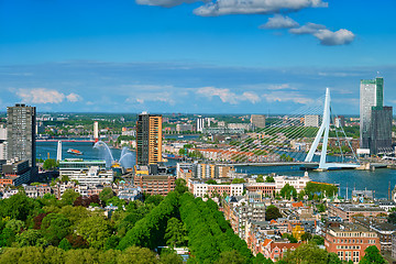 Image showing View of Rotterdam city and the Erasmus bridge