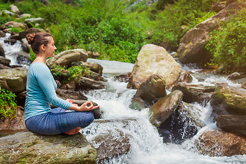 Image showing Woman in Padmasana outdoors