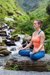 Image showing Woman in Padmasana outdoors