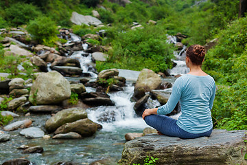 Image showing Woman in Padmasana outdoors